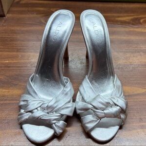 Aldo Metallic Silver Knotted Heels